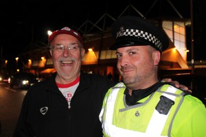 Ken and the long arm of the law. He did actually get a lift back from Crewe in a police car......