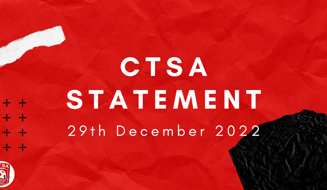 CTSA Statement – 29th December 2022